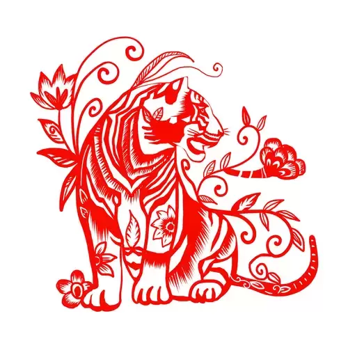 Year of the tiger Paper Cutting Illustration Vector