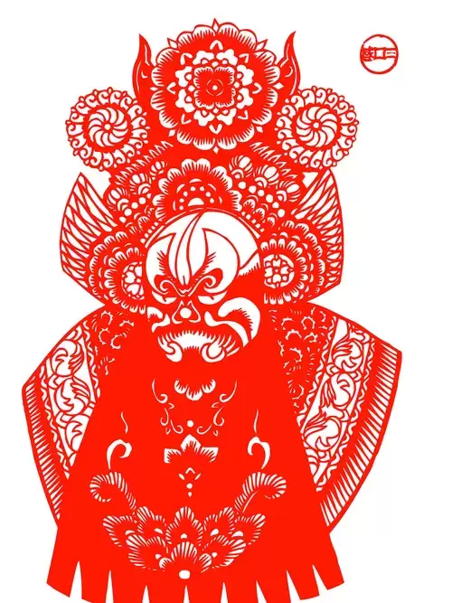 Peking Opera Masks Paper Cutting Illustration Vector