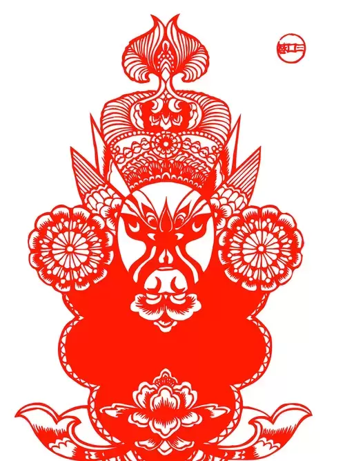 Peking Opera Masks Paper Cutting Illustration Vector