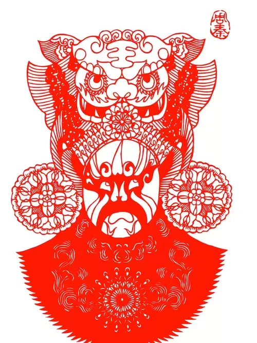 Peking Opera Masks Paper Cutting Illustration Vector