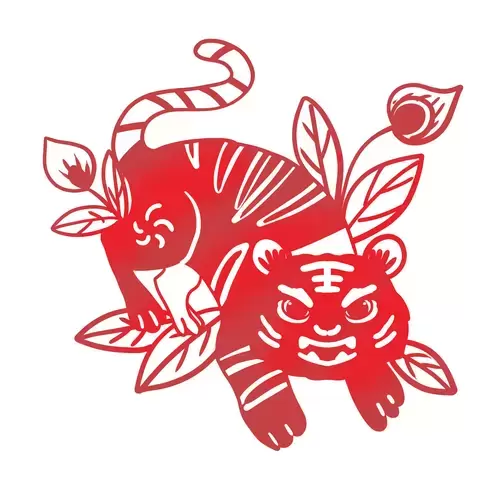 Year of the tiger Paper Cutting Illustration Vector