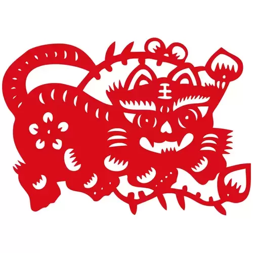 Year of the tiger Paper Cutting Illustration Vector