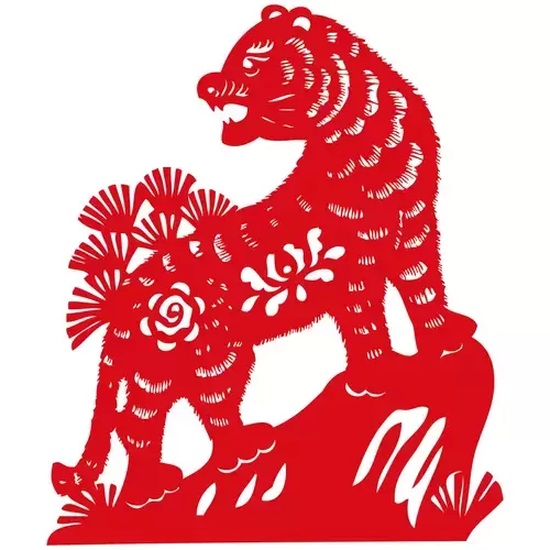 Year of the tiger Paper Cutting Illustration Vector