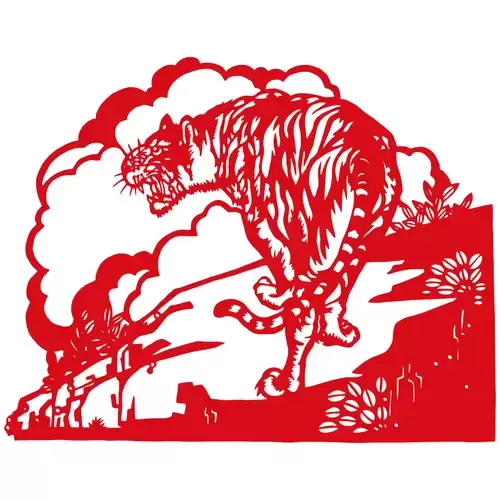 Year of the tiger Paper Cutting Illustration Vector