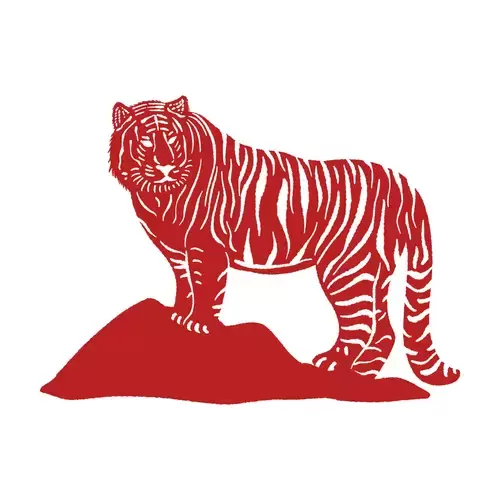 Year of the tiger Paper Cutting Illustration Vector