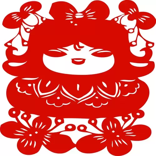 lucky doll Paper Cutting Illustration Vector