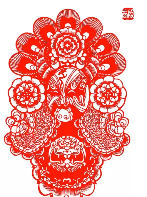 Peking Opera Masks Paper Cutting Illustration Vector