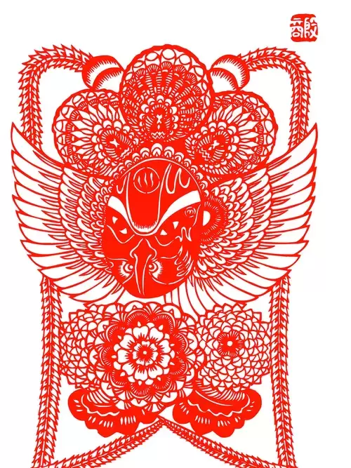 Peking Opera Masks Paper Cutting Illustration Vector