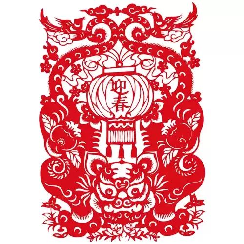 Year of the tiger Paper Cutting Illustration Vector