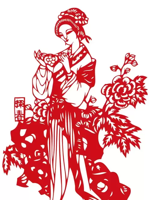 Dream of the Red Chamber: JIa Tanchun Paper Cutting Illustration Vector