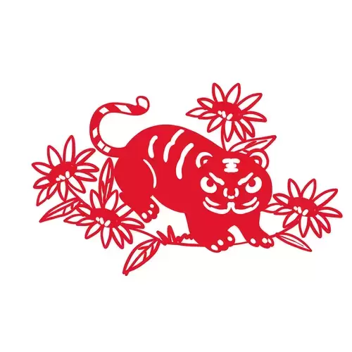 Year of the tiger Paper Cutting Illustration Vector