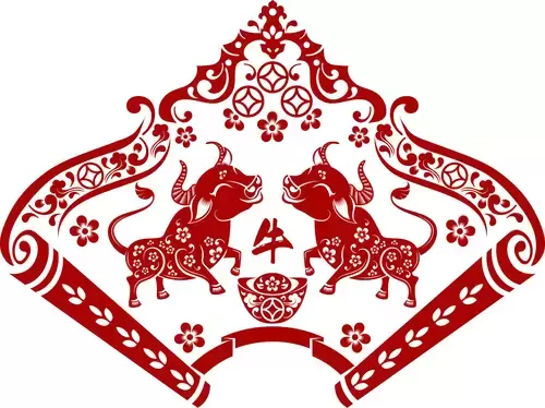 Year of the Ox Paper Cutting Illustration Vector