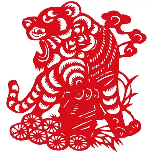 Year of the tiger Paper Cutting Illustration Vector