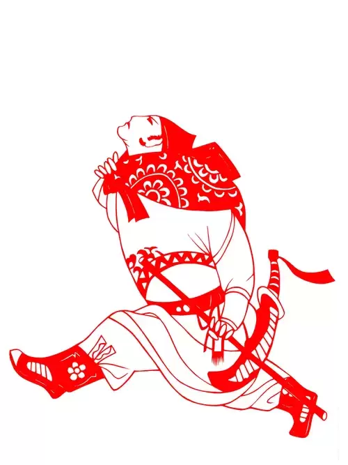 Water Margin: Dai Zong Paper Cutting Illustration Vector