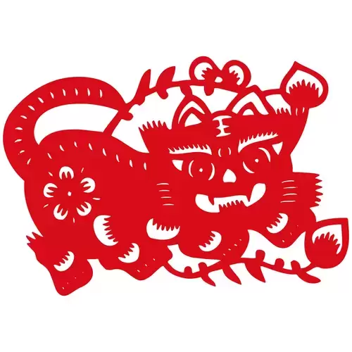 Year of the tiger Paper Cutting Illustration Vector