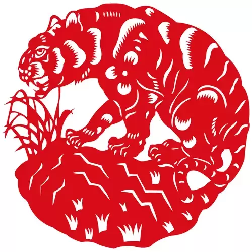 Year of the tiger Paper Cutting Illustration Vector