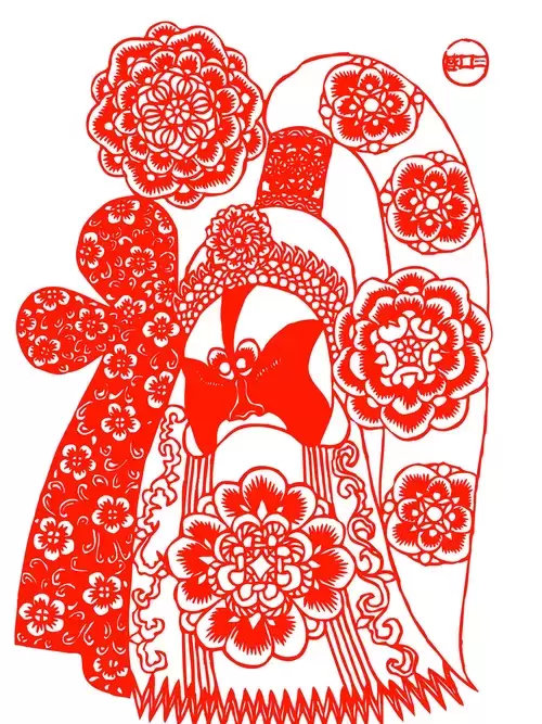 Peking Opera Masks Paper Cutting Illustration Vector