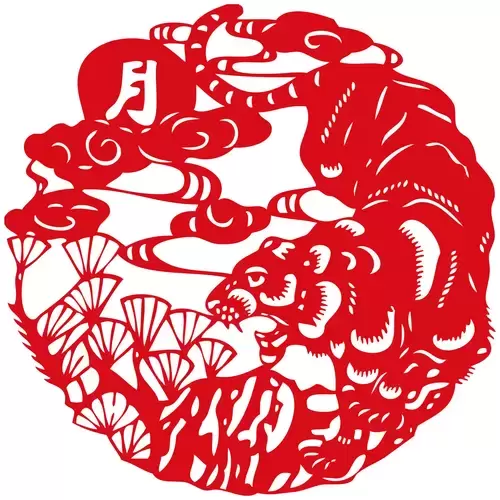 Year of the tiger Paper Cutting Illustration Vector