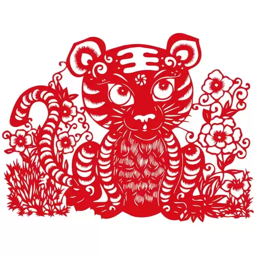 Year of the tiger Paper Cutting Illustration Vector