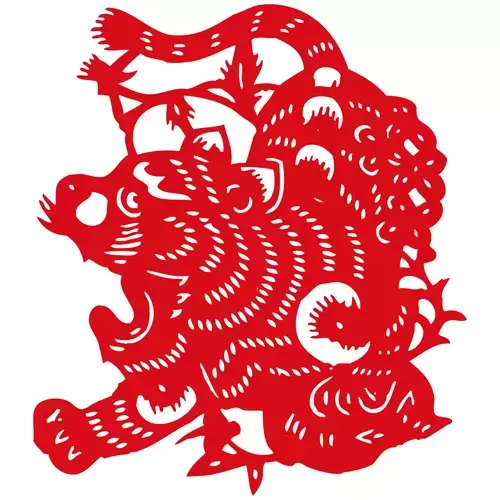 Year of the tiger Paper Cutting Illustration Vector