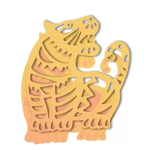 Year of the tiger Paper Cutting Illustration Vector