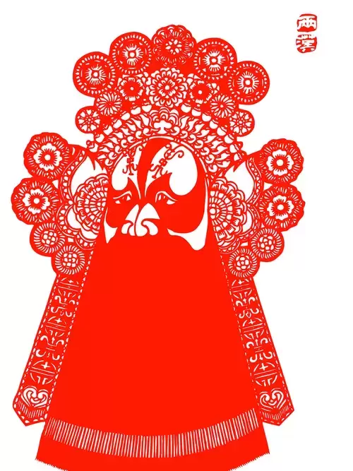Peking Opera Masks Paper Cutting Illustration Vector