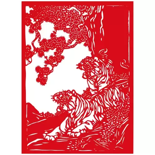 Year of the tiger Paper Cutting Illustration Vector