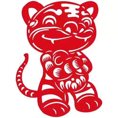 Year of the tiger Paper Cutting Illustration Vector