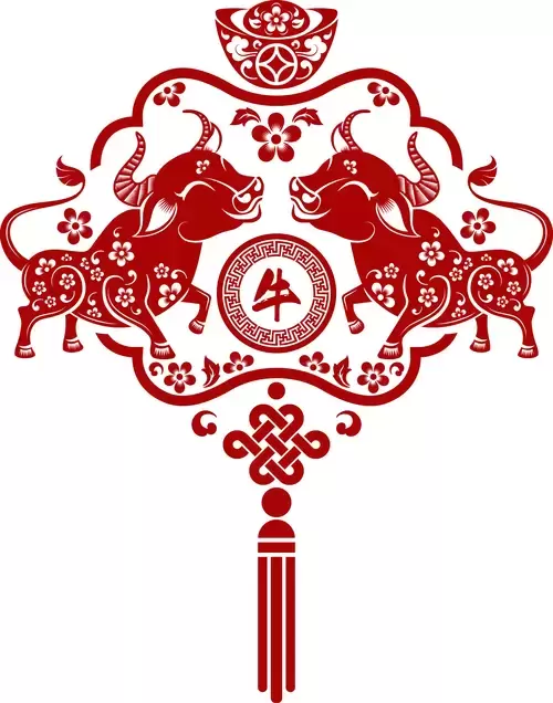 Year of the Ox Paper Cutting Illustration Vector