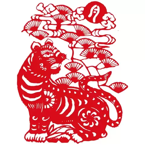 Year of the tiger Paper Cutting Illustration Vector