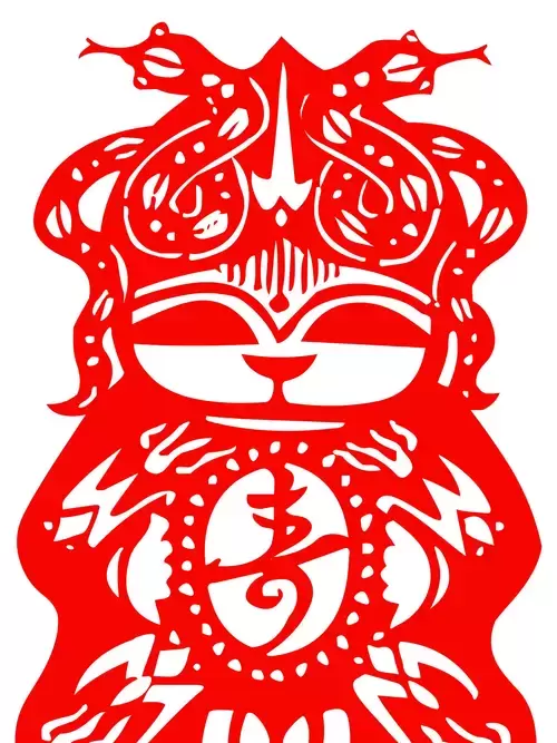 Chinese Zodiac Signs: Snake Paper Cutting Illustration Vector