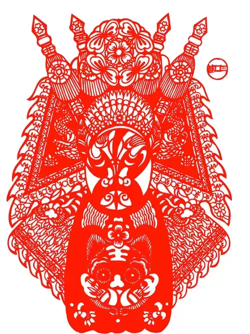 Peking Opera Masks Paper Cutting Illustration Vector