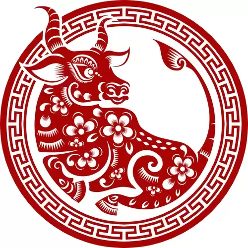 Year of the Ox Paper Cutting Illustration Vector