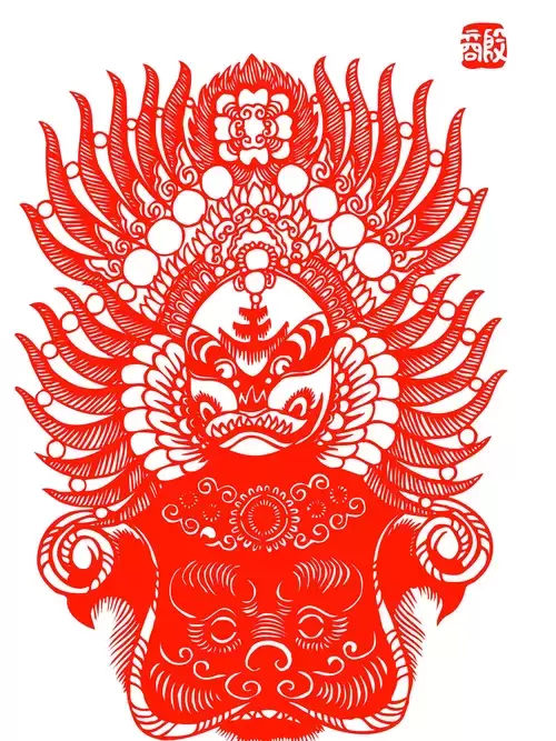 Peking Opera Masks Paper Cutting Illustration Vector