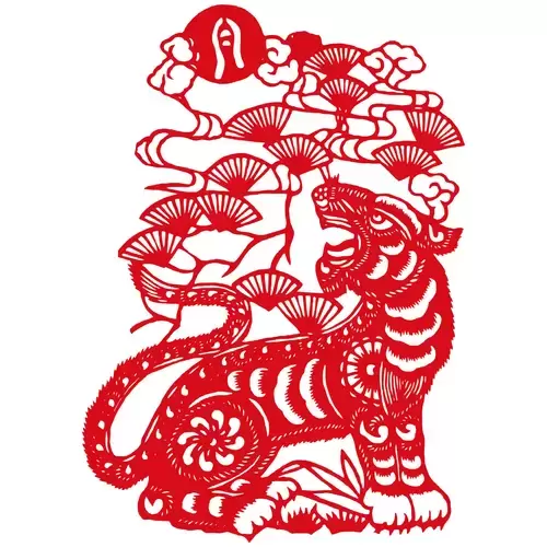 Year of the tiger Paper Cutting Illustration Vector