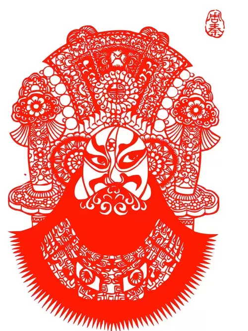 Peking Opera Masks Paper Cutting Illustration Vector