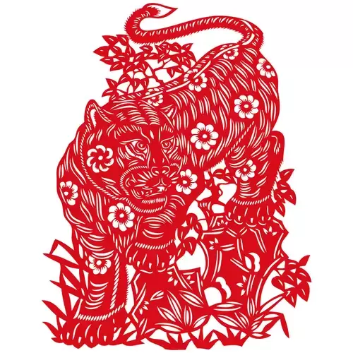 Year of the tiger Paper Cutting Illustration Vector