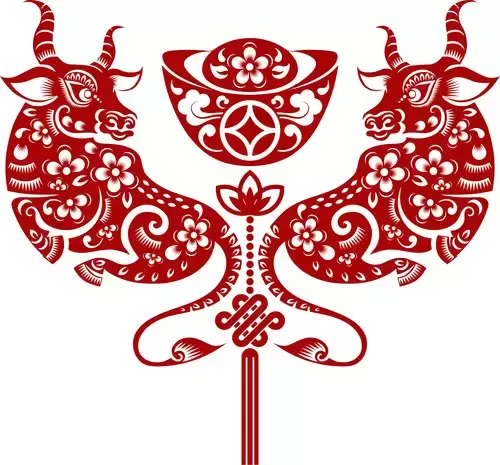 Year of the Ox Paper Cutting Illustration Vector