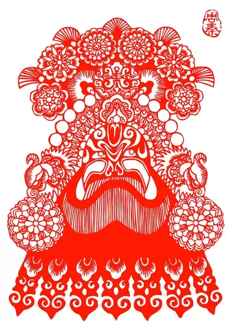 Peking Opera Masks Paper Cutting Illustration Vector