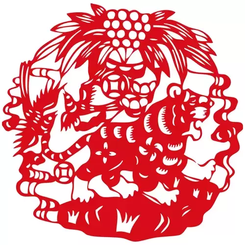 Year of the tiger Paper Cutting Illustration Vector