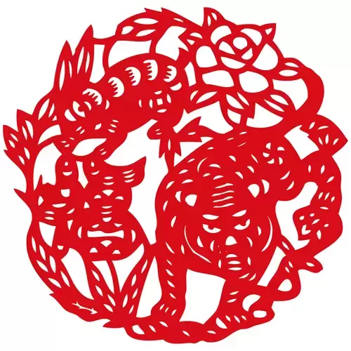 Year of the tiger Paper Cutting Illustration Vector