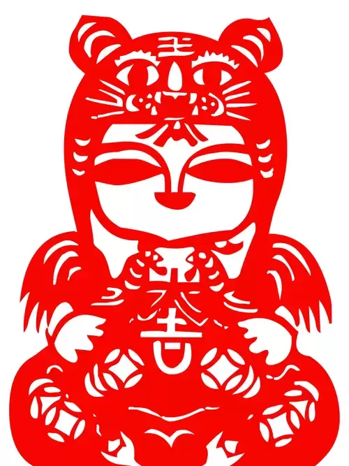 Chinese Zodiac Signs: Tiger Paper Cutting Illustration Vector