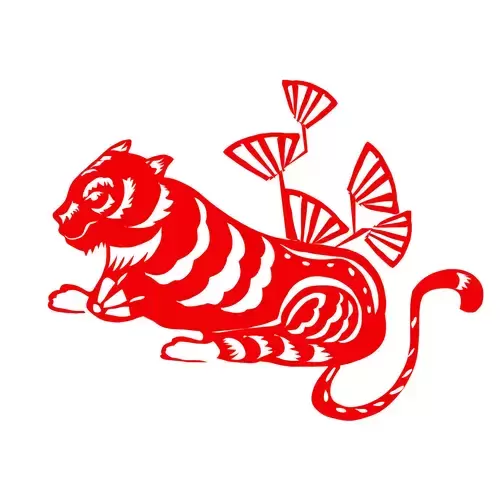 Year of the tiger Paper Cutting Illustration Vector