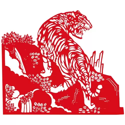 Year of the tiger Paper Cutting Illustration Vector