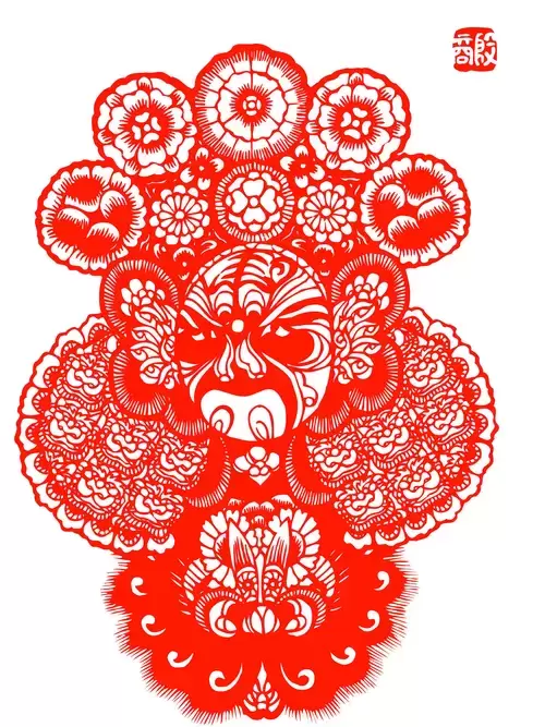 Peking Opera Masks Paper Cutting Illustration Vector