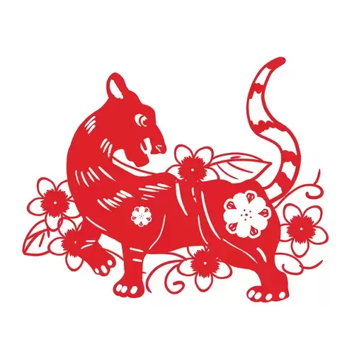 Year of the tiger Paper Cutting Illustration Vector