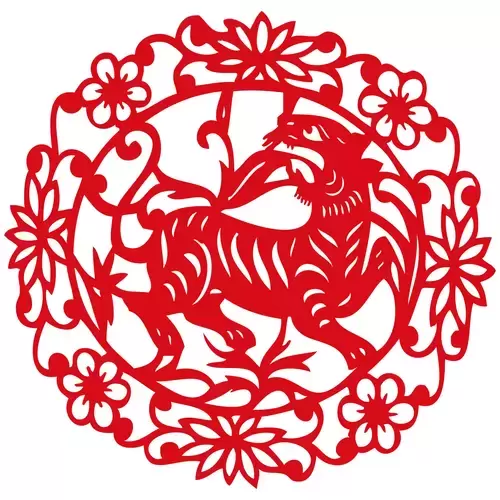 Year of the tiger Paper Cutting Illustration Vector