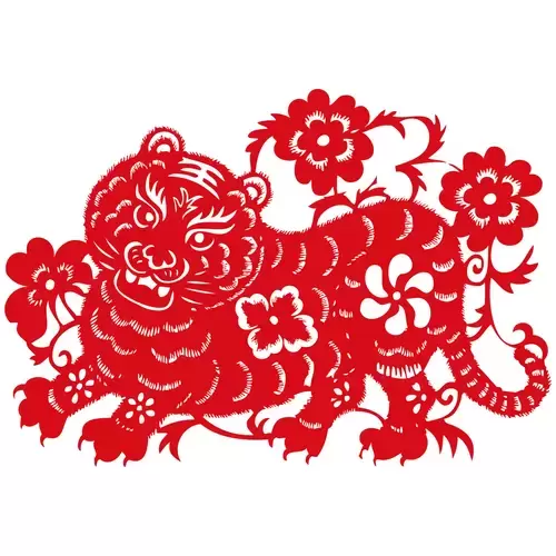 Year of the tiger Paper Cutting Illustration Vector