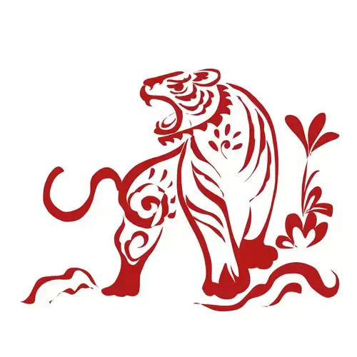 Year of the tiger Paper Cutting Illustration Vector