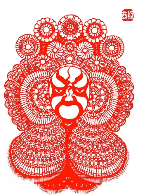 Peking Opera Masks Paper Cutting Illustration Vector